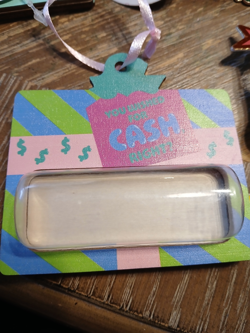 Decorative Gift Tag with Clear Plastic Money Pocket - Pink, Blue, Green